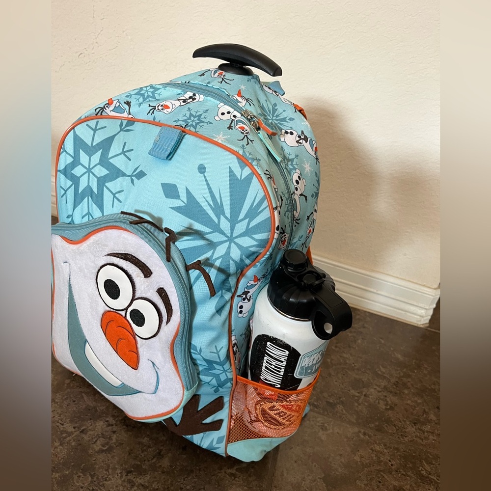 Disney Store wheeled backpack / use it as a carry on bag! Generous capacity.